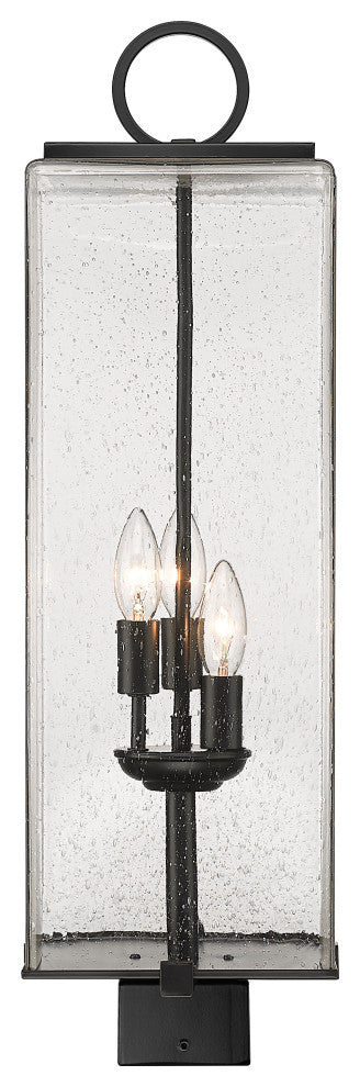 Sana Three Light Outdoor Post Mount, Black