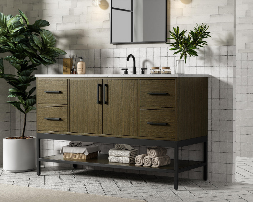 Home Living 54" Single Bathroom Vanity, Chestnut Brown
