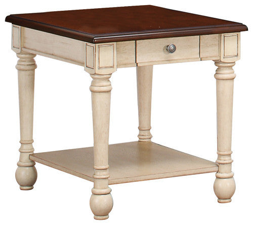 Dark Brown/ Antique White End Table
