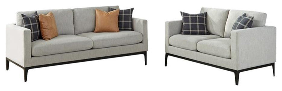 Coaster Apperson 2-piece Modern Fabric Living Room Set in Light Gray