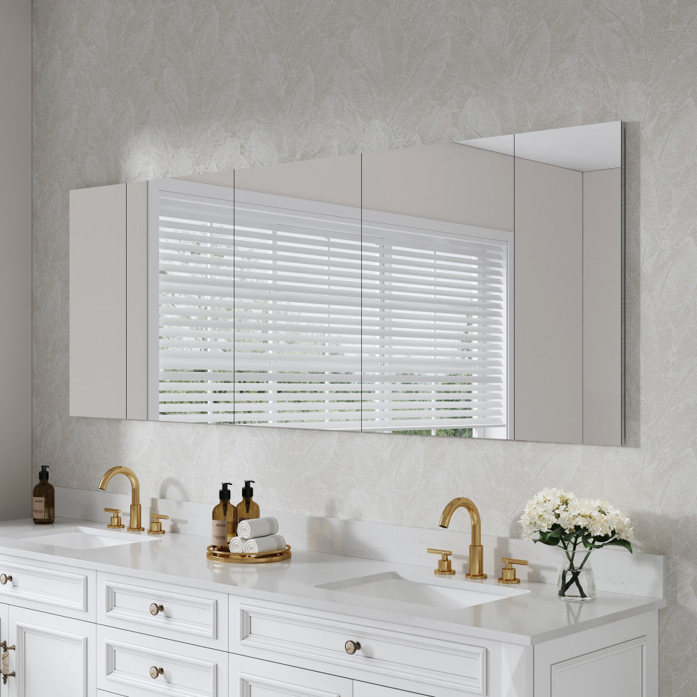 Recessed/Surface Mount Bathroom Medicine Cabinet, Reverse Installation, 84"x30"