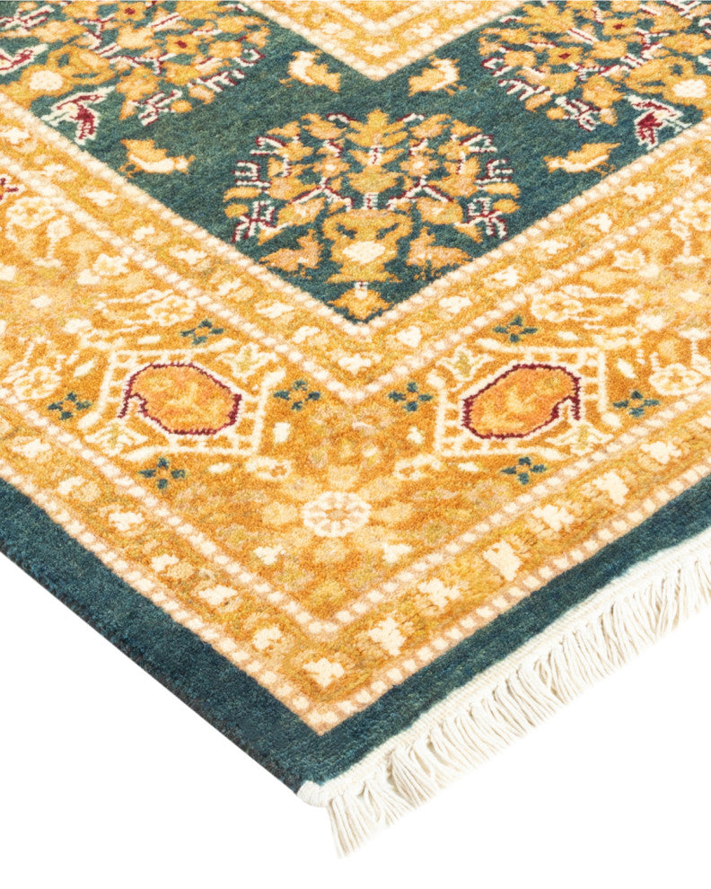 Mogul, One-of-a-Kind Hand-Knotted Runner Green, 6'2"x12'9"