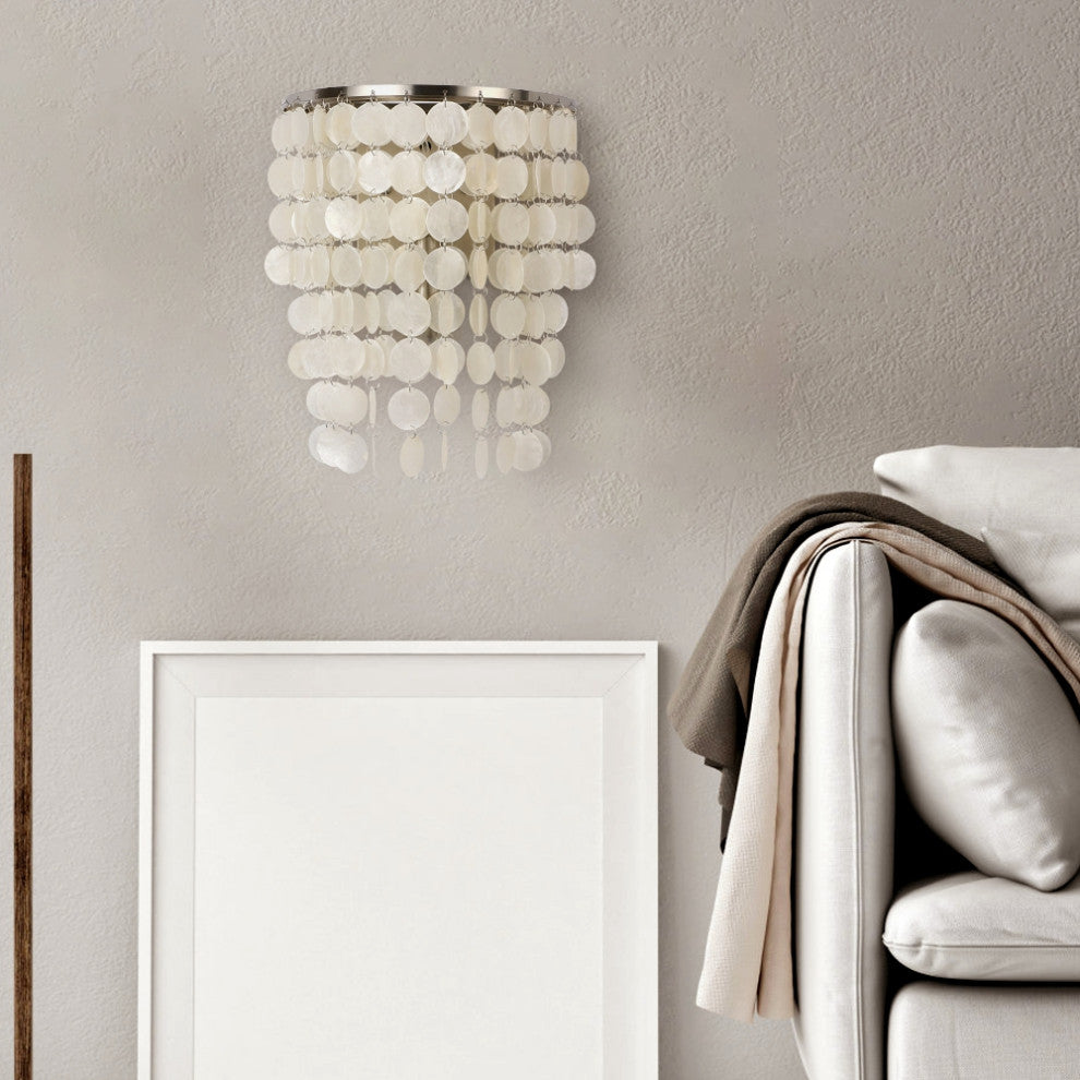Modern White Natural Shell LED Wall Lamp For Bedroom, Cafe