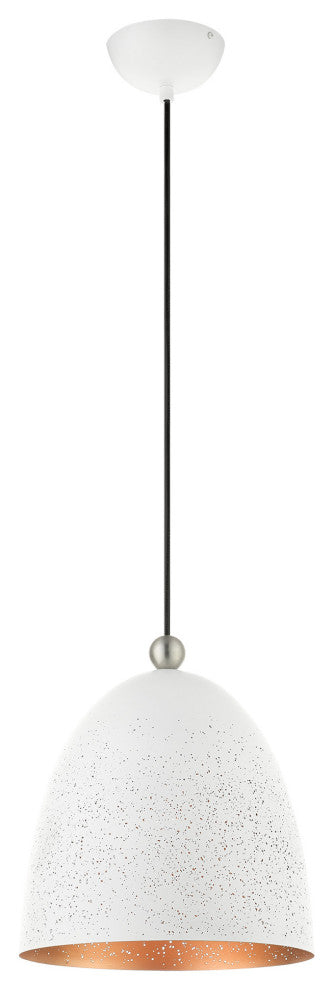 Livex Lighting Arlington 1 Light White, Brushed Nickel Accents Medium Pendant
