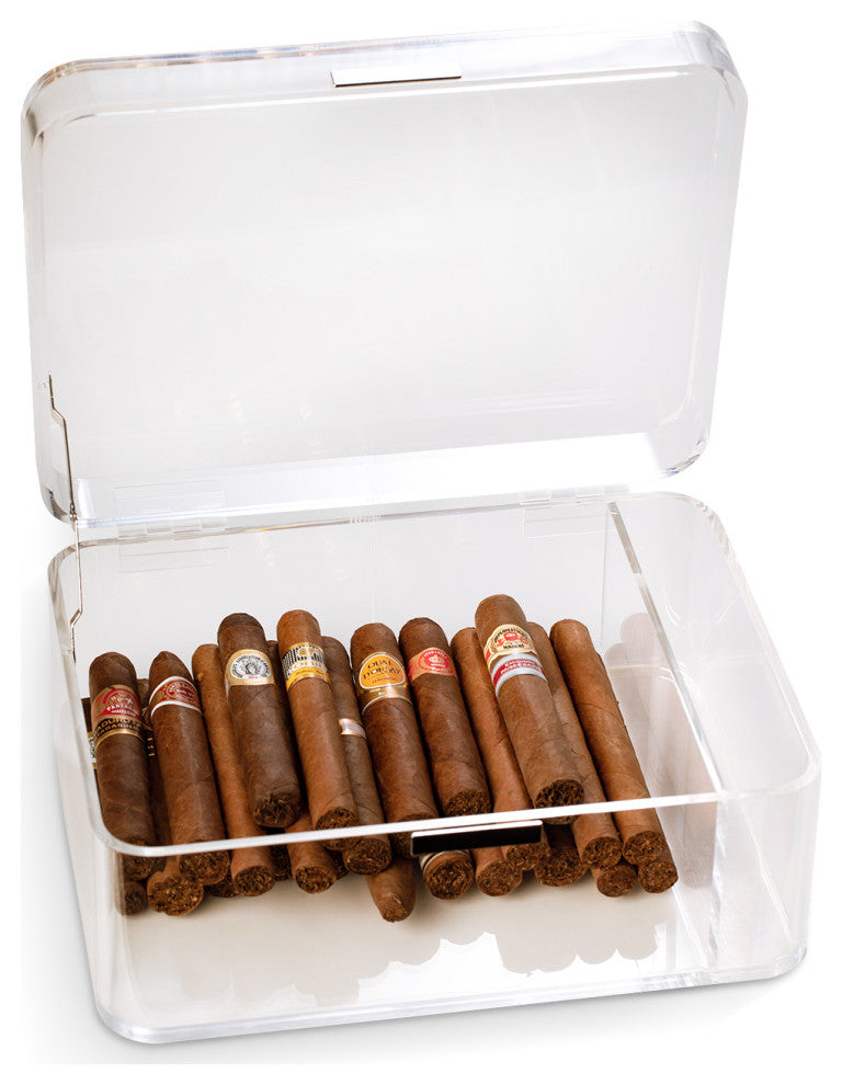 Clear Acrylic Humidor For 60 Cigar, Magnetic Closure