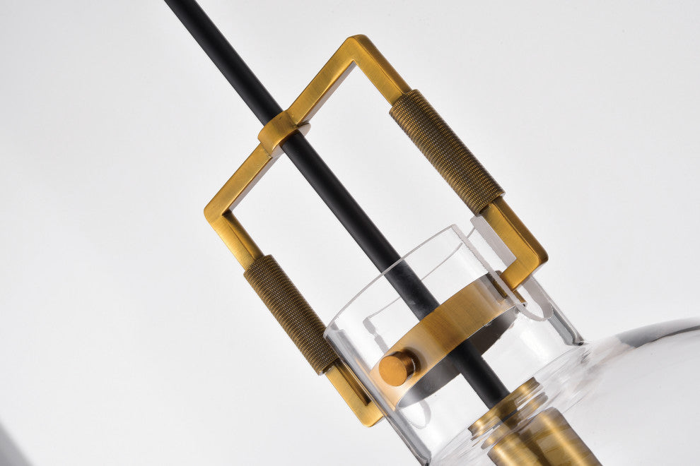 1-Light Oil Rubbed Bronze and Antique Gold Globe Shaped Clear Glass Pendant