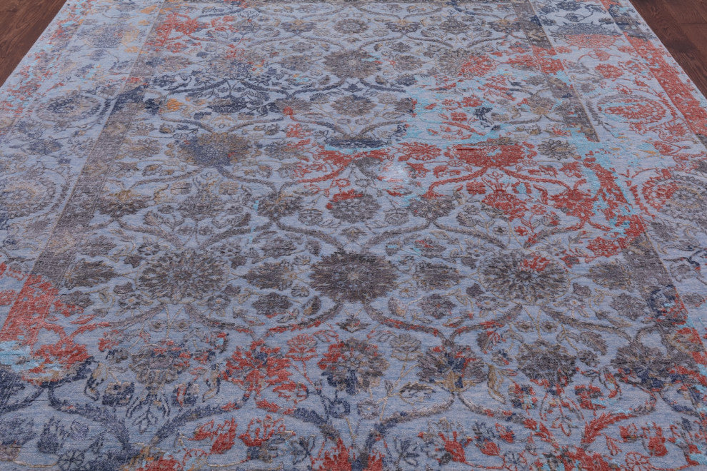 8' 11" X 12' 0" Persian Wool and Silk Hand Knotted Rug Q11787