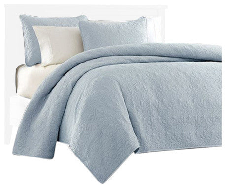 Madison Park Microfiber Quilted Coverlet Set, Blue