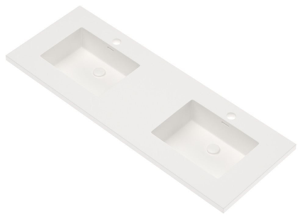 CastelloUSA Serenity Bathroom Vanity Top With Sink, White, 60", Standard