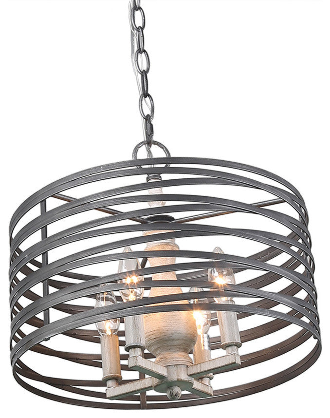 LALUZ 4-Light Drum Pendant Lighting E12 Candle Chandeliers