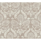 Brown Laurel Damask Wallpaper
