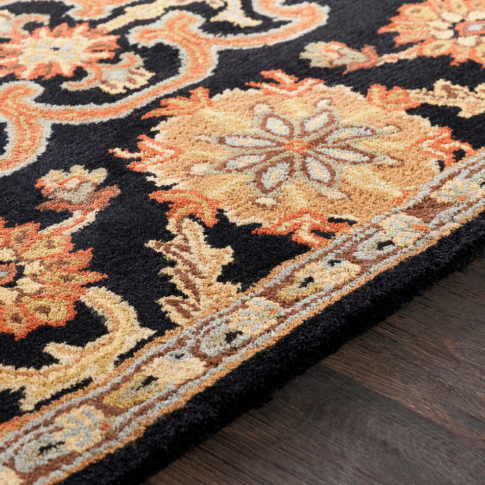 Surya Middleton AWMD-2073 Traditional Area Rug, Black, 6' Round