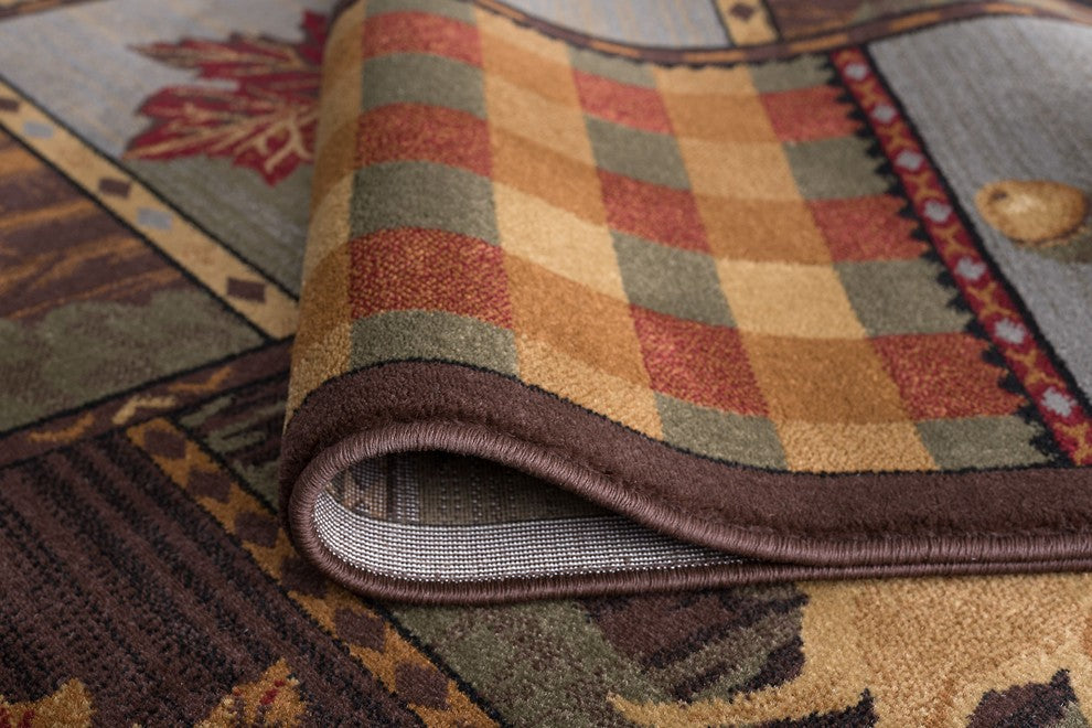 Colorblock Wildlife Novelty Lodge Pattern Multicolor Scatter Mat Rug, 2''x3''