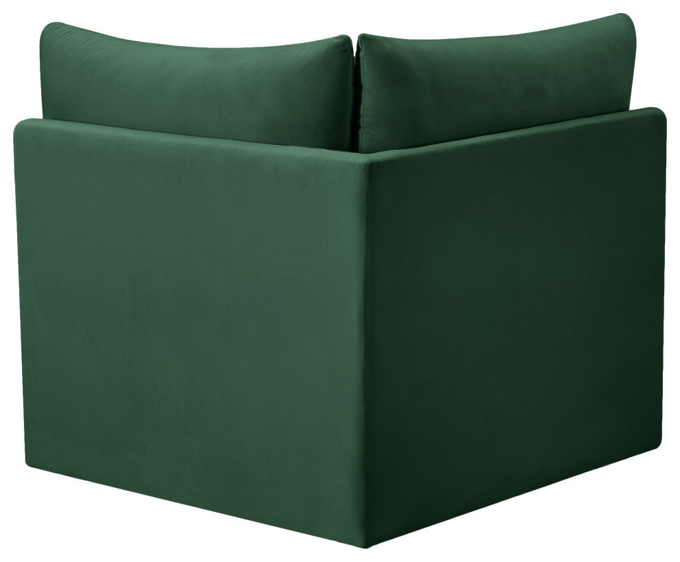 Jacob Velvet Upholstered Modular Corner Chair, Green