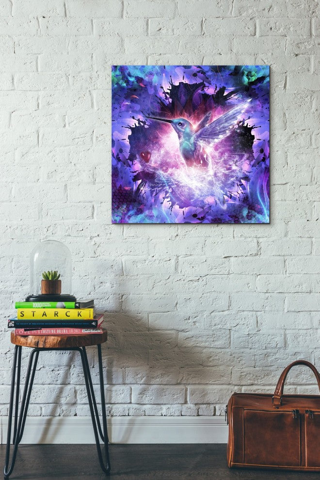 Epic Graffiti "Hummingbird Love" by Cameron Gray, Giclee Canvas Art, 18"x18"
