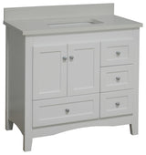Abbey 36" Bathroom Vanity, White, Quartz
