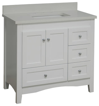 Abbey 36" Bathroom Vanity, White, Quartz