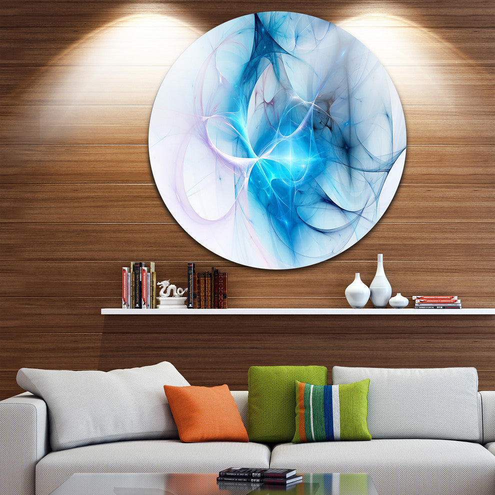 Blue Nebula Star, Abstract Digital Art Round Wall Art, 23"