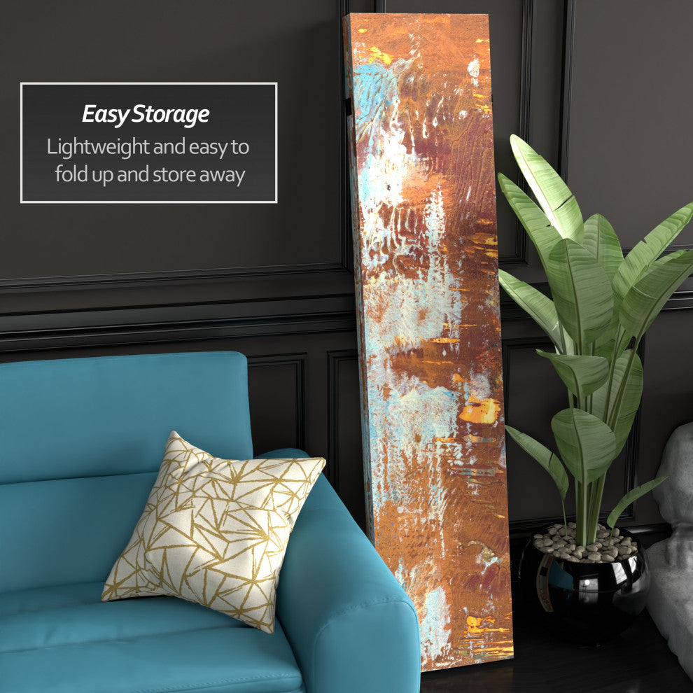 6' Tall Double Sided Rust Canvas Room Divider