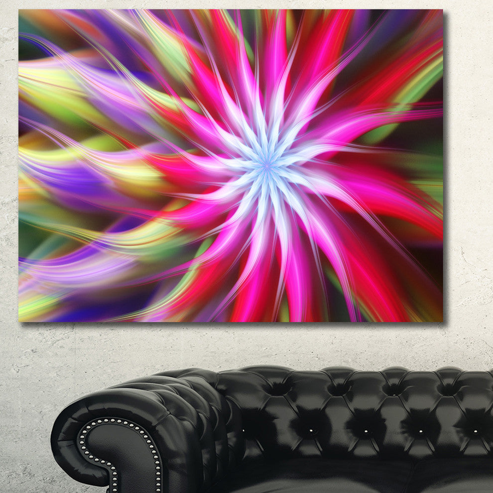 Pink Flower Dance Bright Spiral, Floral Canvas Art Print, 40"x30"