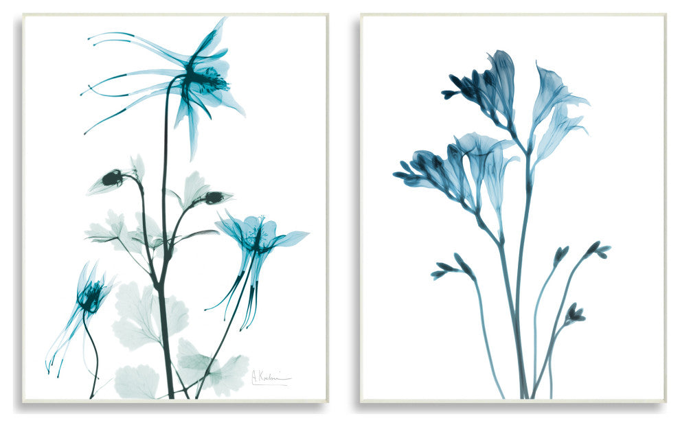 Beautiful Minimalist Blue Flower Plant Stem Photograph, 2pc, each 10 x 15