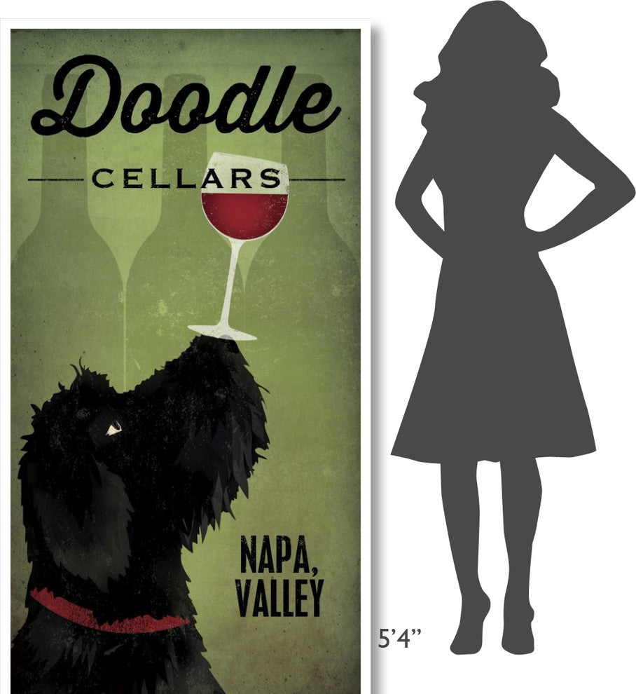 "Doodle Wine II Black Dog" Digital Paper Print by Ryan Fowler, 38"x74"
