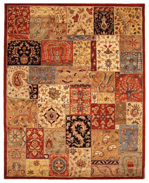 Red Transitional Floral Bakhtiar Area Rug