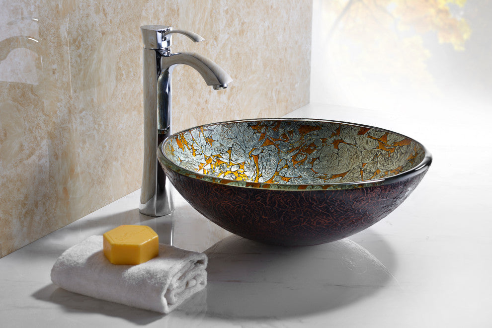 ANZZI Tara Series Tempered Glass Bathroom Vessel Sink