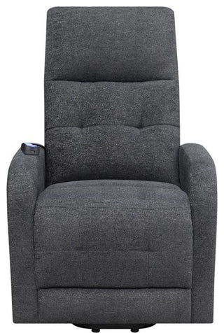 Maklaine Tufted Fabric Upholstered Power Lift Recliner in Charcoal
