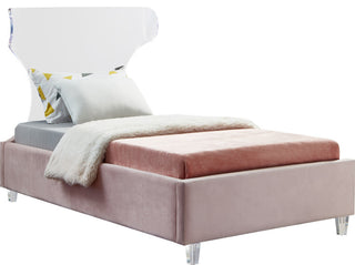 Ghost Velvet Upholstered Bed, Pink, Twin