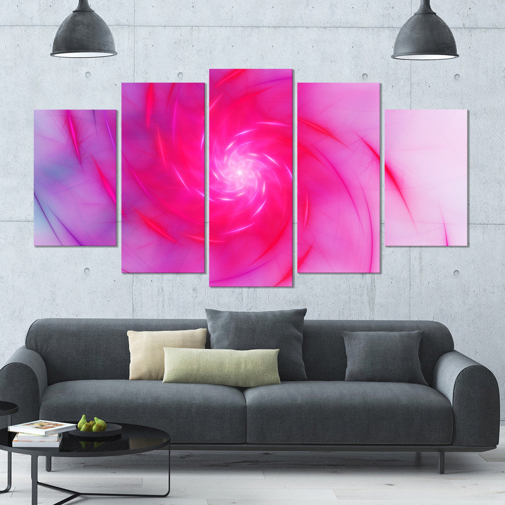Beautiful Fractal Pink Whirlpool, Pink, Floral Canvas Print, 60"x32", 5 Panels