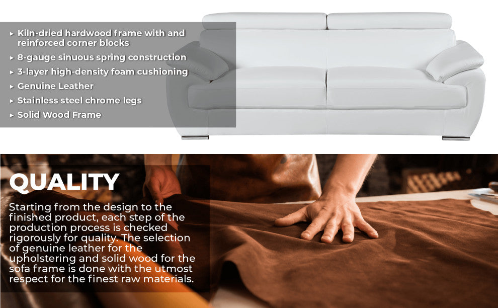 Nestore Premium Genuine Leather Match Loveseat Gray