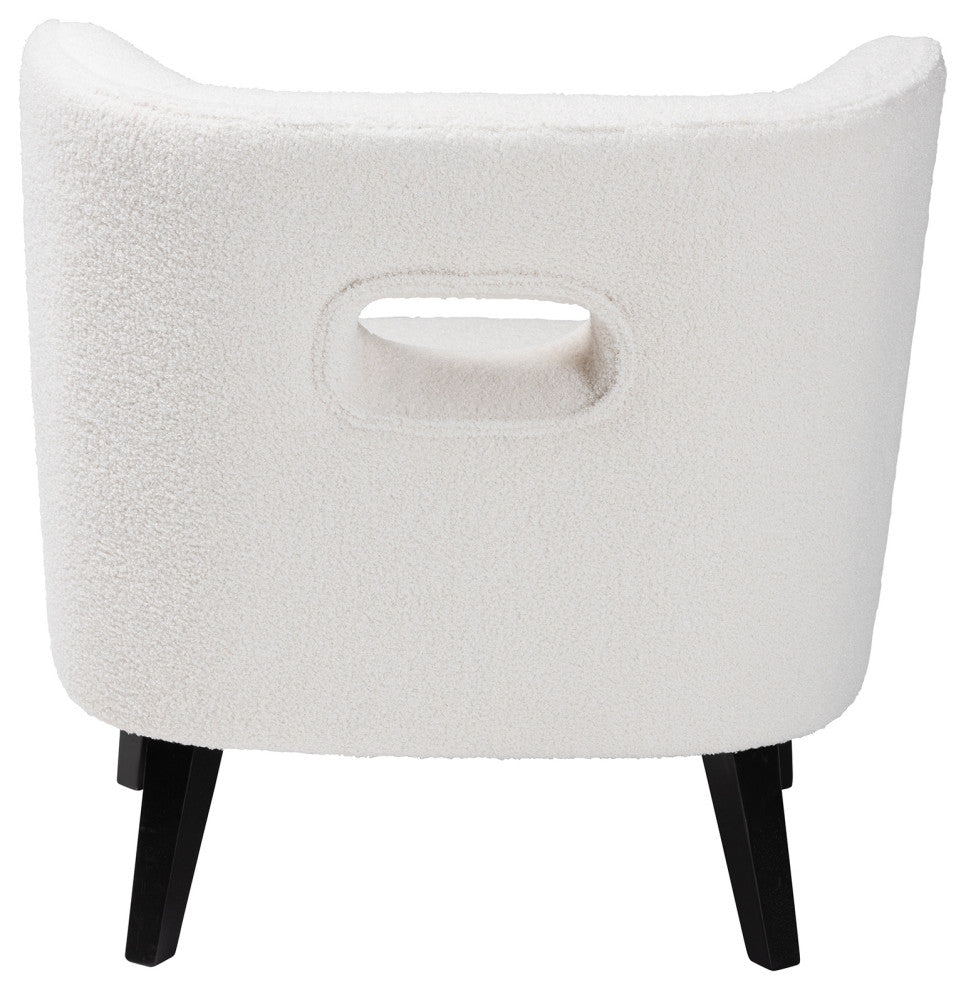 Naara Contemporary Ivory Boucle Upholstered and Black Finished Wood Accent Chair