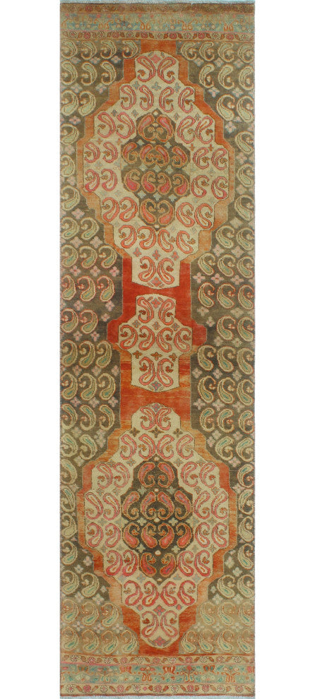 Fine Vintage Distressed Bliss Rust/Charcoal Runner, 2'9 x 10'5