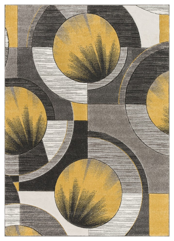 Well Woven Ruby Yolo Modern Geo Shapes Gold Runner Rug 2' x 7' Runner