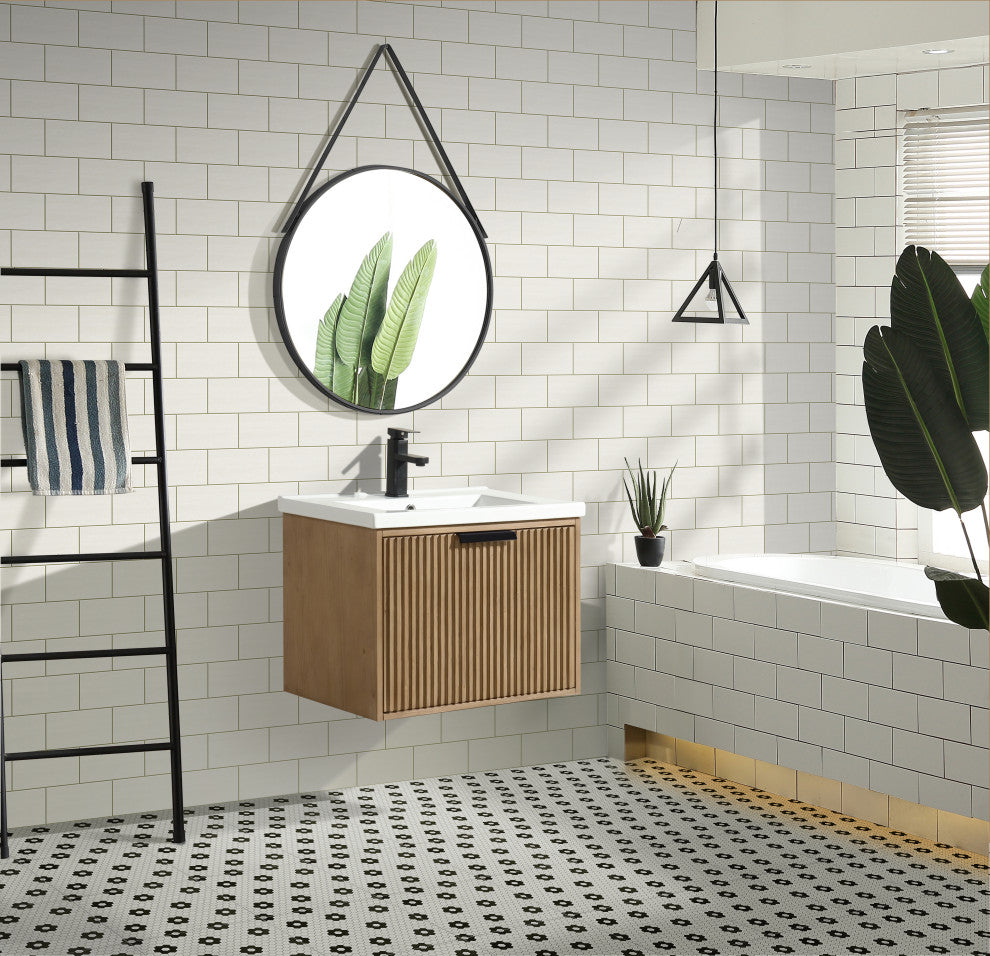 Ari Kitchen and Bath San Diego Bath Vanity, Weathered Fir, 24", Floating