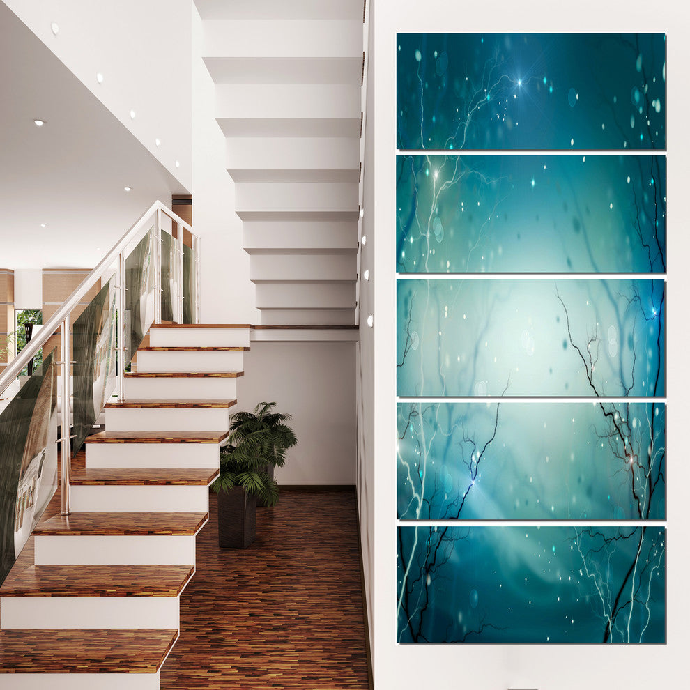 "Blue Winter Fantasy Forest" Landscape Canvas Photo Print, 5 Panels, 28"x60"