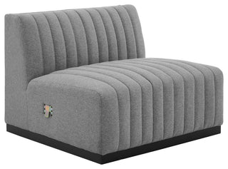 Conjure Channel Tufted Upholstered Fabric 6-Piece Sectional Sofa, Black Light G