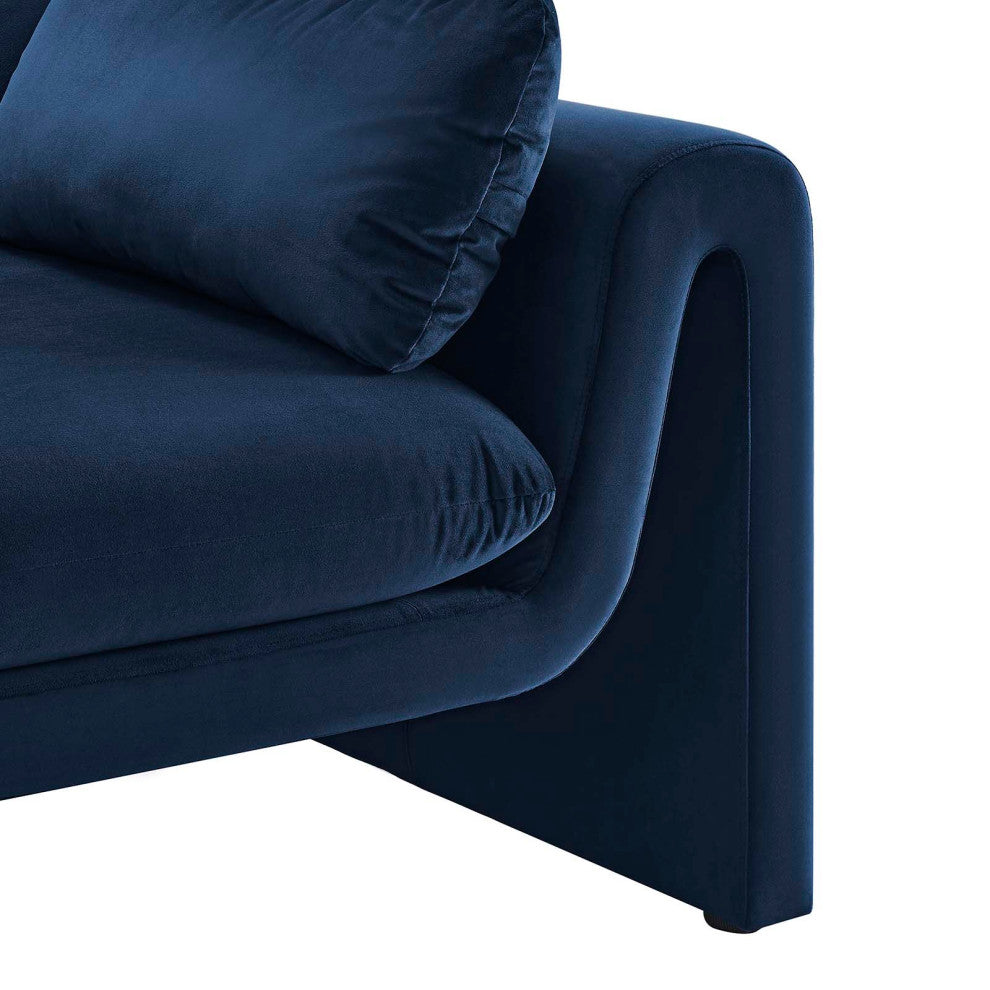 Waverly Performance Velvet Sofa, Midnight Blue