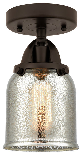 Small Bell Semi-Flush Mount, Oil Rubbed Bronze, Silver Plated Mercury
