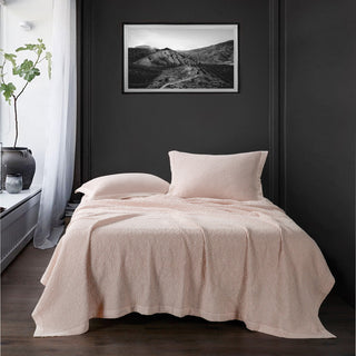 Waffle Weave Cotton Coverlet Set, 3 Piece, Blush, King