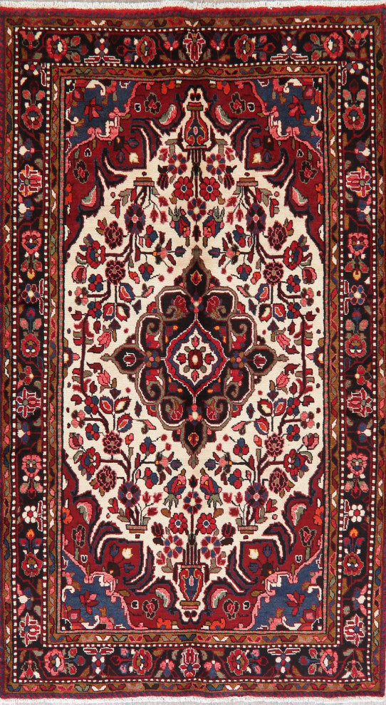 Hand-Knotted Oriental Carpet Traditional Persian Area Rug, Beige, 8'6"x5'0