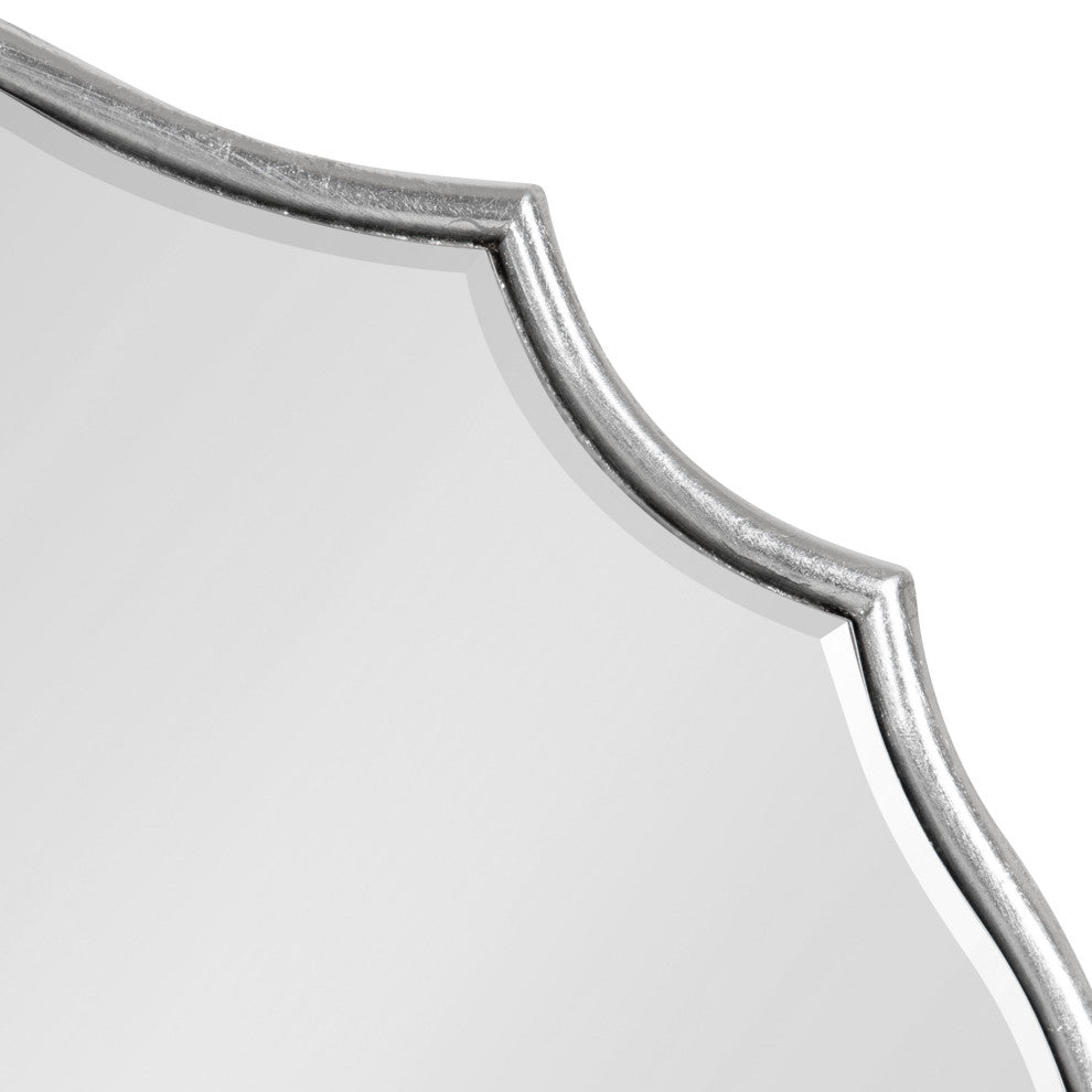Leanna Scalloped Oval Wall Mirror, Silver, 18x24