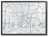 Houston Modern City Map Grey Word Design, 11"x14"