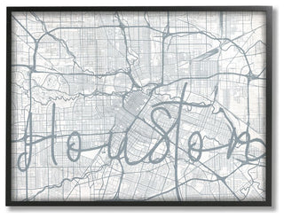 Houston Modern City Map Grey Word Design, 11"x14"
