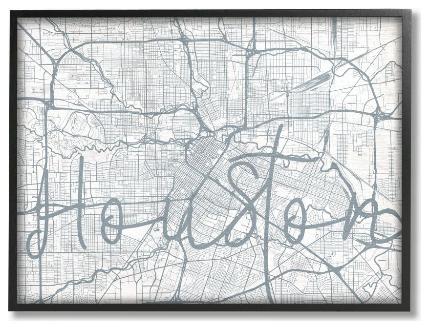 Houston Modern City Map Grey Word Design, 11"x14"