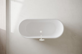 OWEN 65" Soaking Bathtub, Glossy White With Polished White Trim