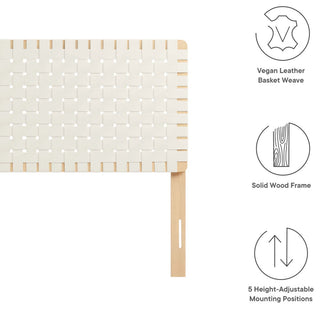Sparta Weave Vegan Leather Full Headboard, Natural Beige