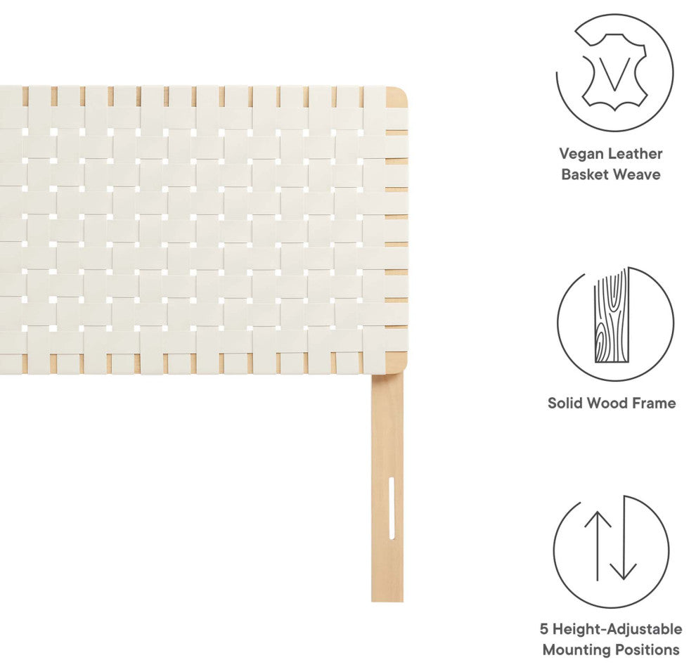 Sparta Weave Vegan Leather Full Headboard, Natural Beige