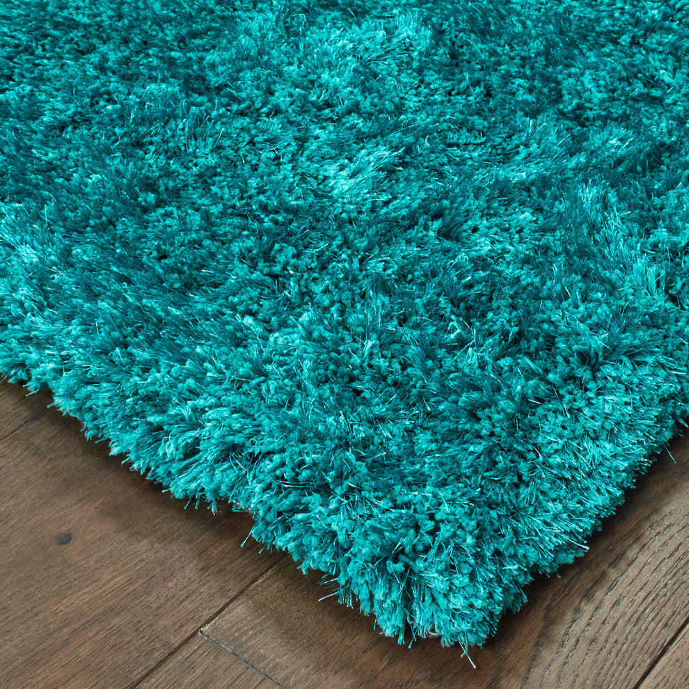Milan Shag Shag Teal Rug, 5'x7'